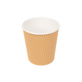 Copos Ondulados para Bebidas Quentes 180 ml + Tampa · Kraft Castanho · 200 unidades