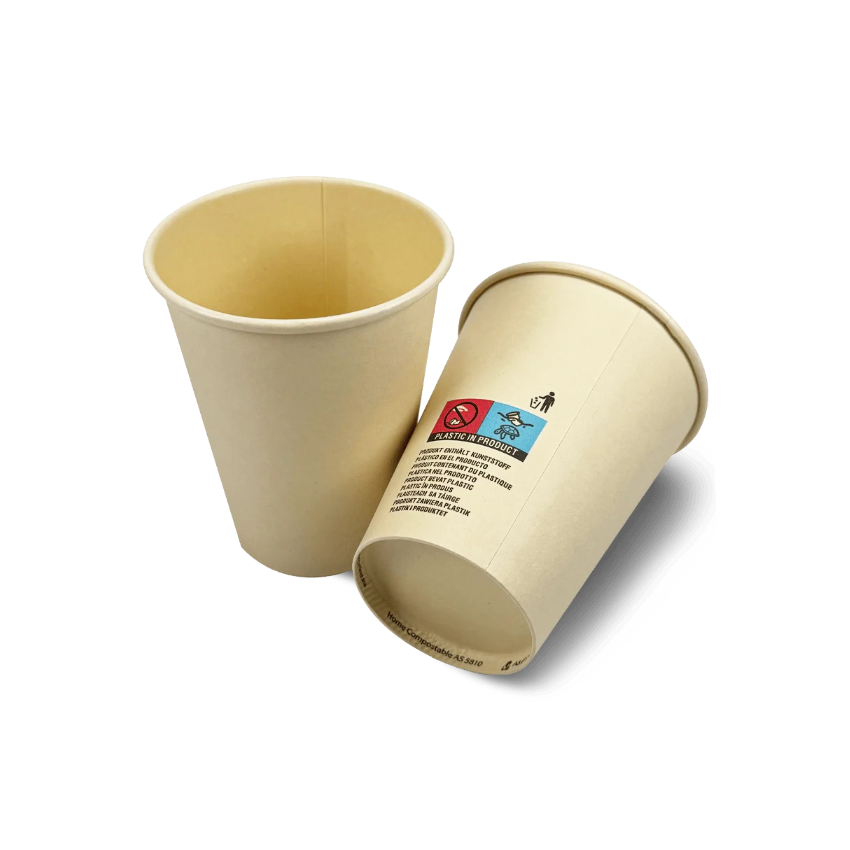 Kit de Vasos Compostables con Tapa 240 ml Biodegradables · 100 Unidades